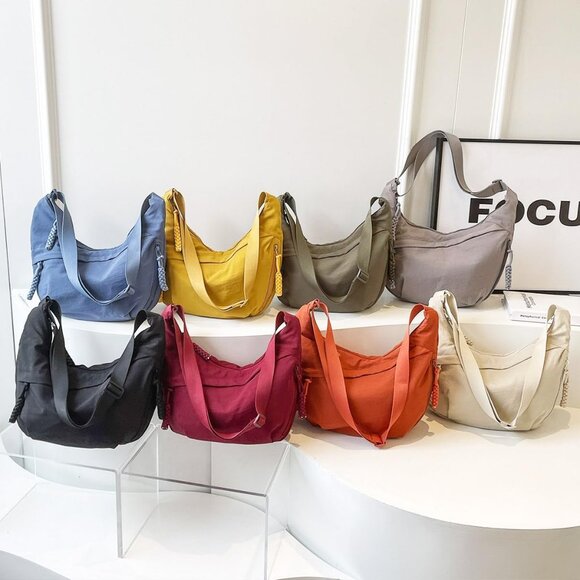 Nylon Crossbody Bag for Women Tote Pockets Adjustable Shoulder Travel Purse - Picture 3 of 9